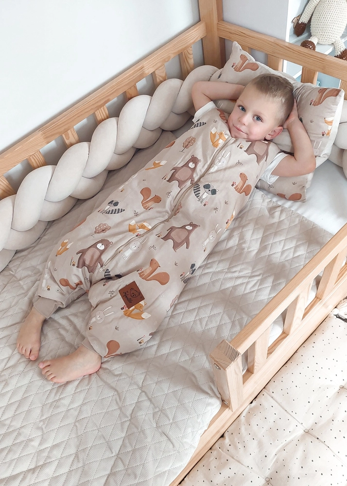 Śpiworek z nogawkami do spania KIDS z bawełny SATYNOWEJ 18-36m