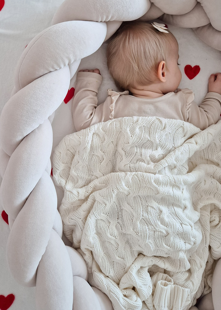 Kocyk dziany warkocz BAMBUSOWY 80x100