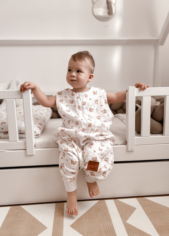 Śpiworek do spania muślinowy z nogawkami KIDS SOFT light TEDDY BEAR
