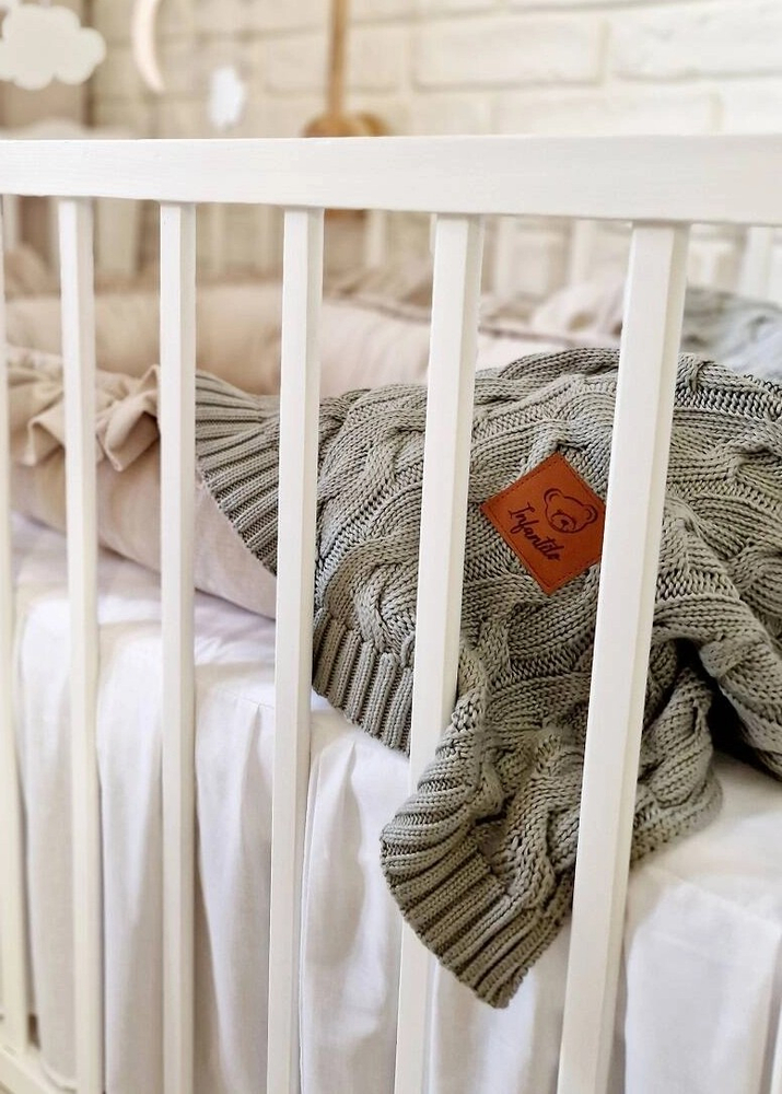 Kocyk dziany warkocz BAMBUSOWY 80x100