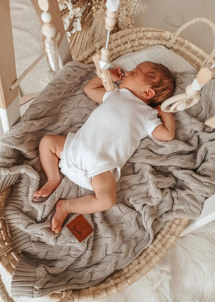 Kocyk dziany warkocz BAMBUSOWY 80x100