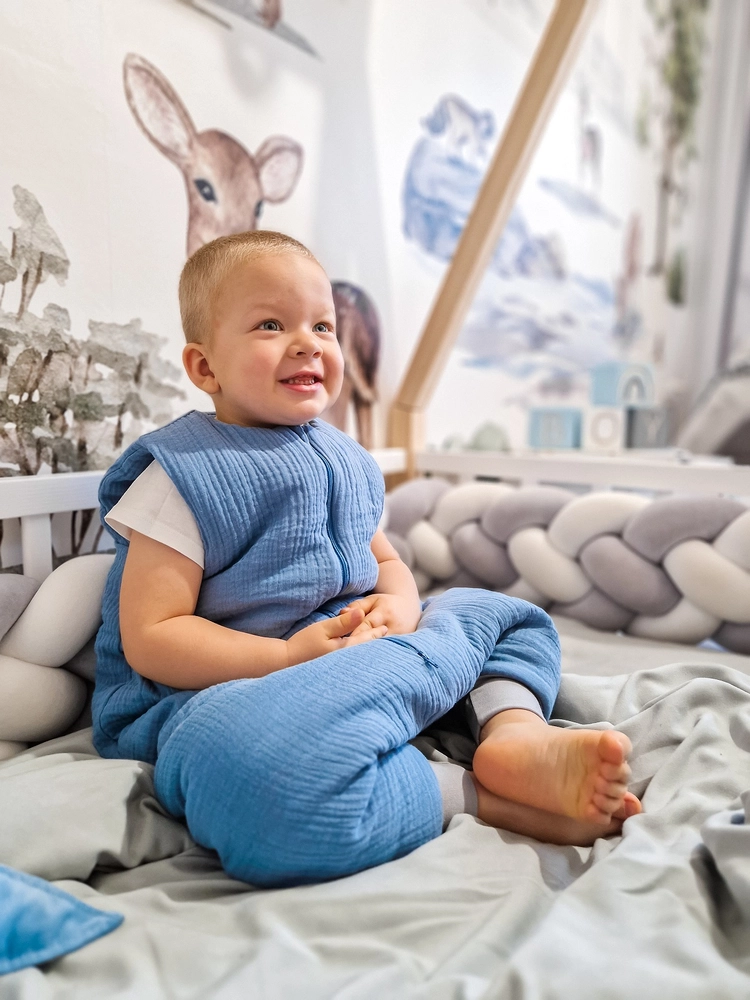 Śpiworek do spania MUŚLINOWY  z nogawkami KIDS SOFT ocieplany