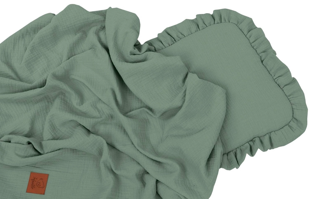 Komplet letni poduszka z falbanką i otulacz MUŚLIN