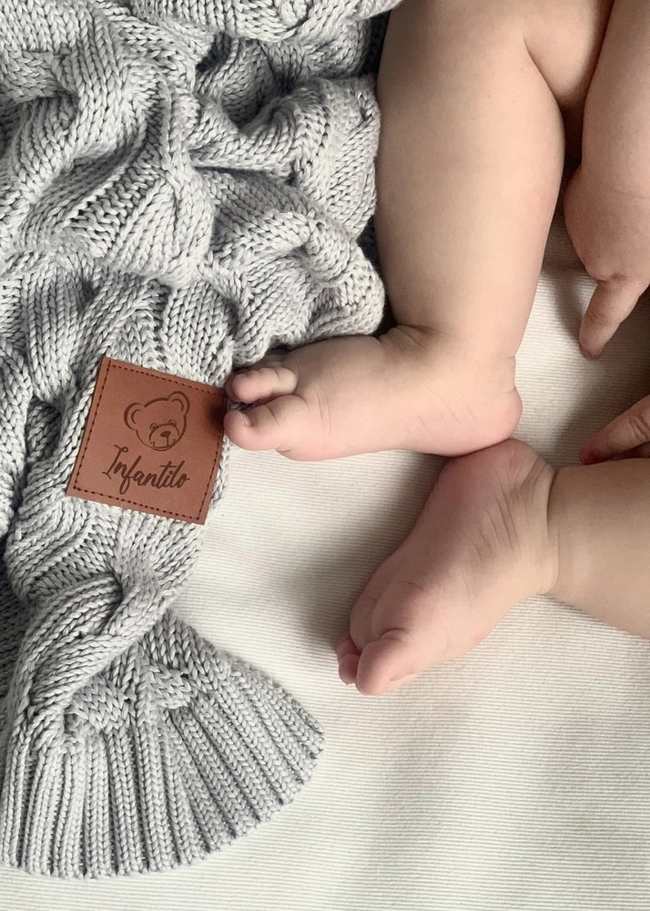 Kocyk dziany warkocz BAMBUSOWY 80x100