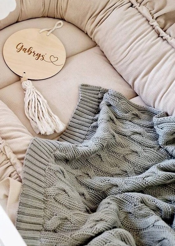 Kocyk dziany warkocz BAMBUSOWY 80x100