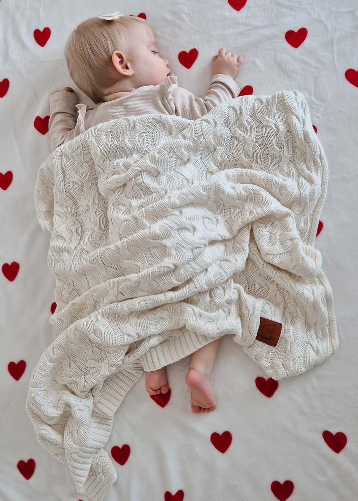 Kocyk dziany warkocz BAMBUSOWY 80x100