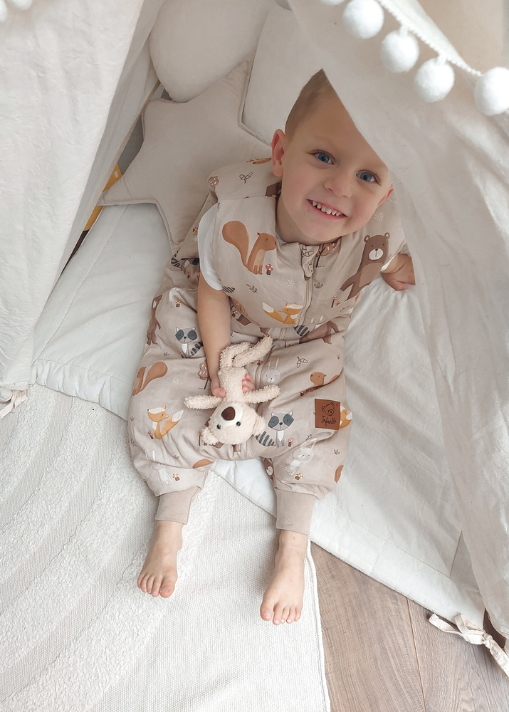 Śpiworek z nogawkami do spania KIDS z bawełny SATYNOWEJ 18-36m