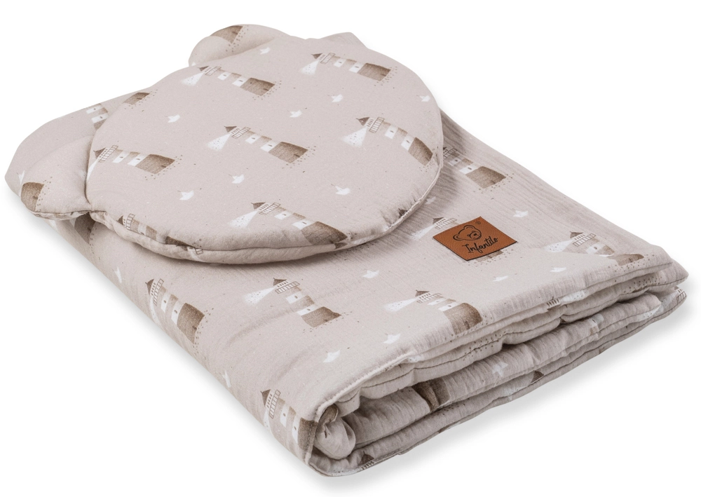 Komplet MUŚLINOWY + poduszka TEDDY