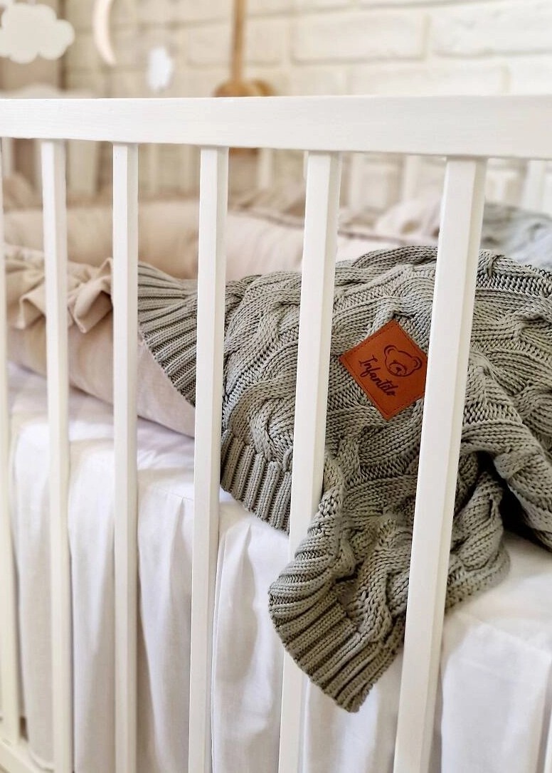 Kocyk dziany warkocz BAMBUSOWY 80x100