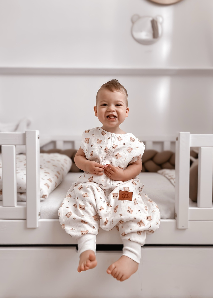 Śpiworek do spania muślinowy z nogawkami KIDS SOFT light TEDDY BEAR