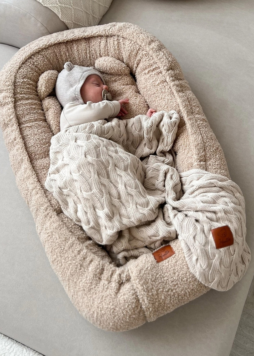 Kocyk dziany warkocz BAMBUSOWY 80x100