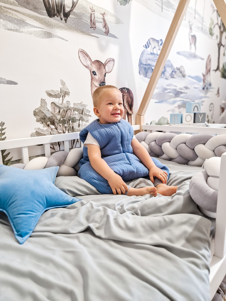 Śpiworek do spania MUŚLINOWY  z nogawkami KIDS SOFT ocieplany