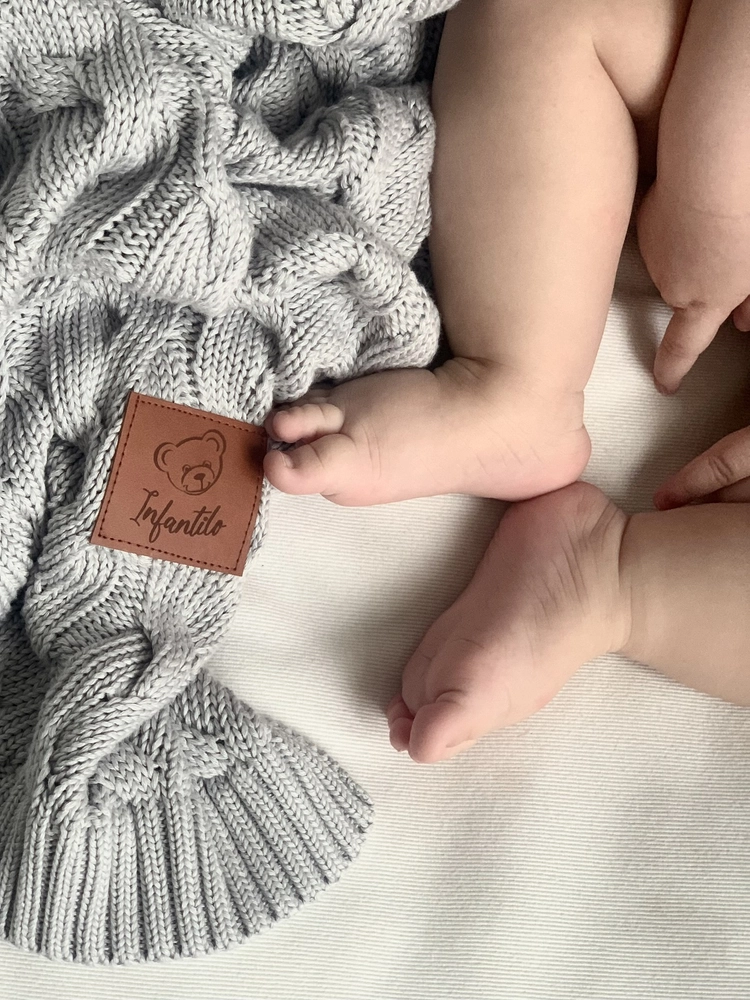 Kocyk dziany warkocz BAMBUSOWY 80x100