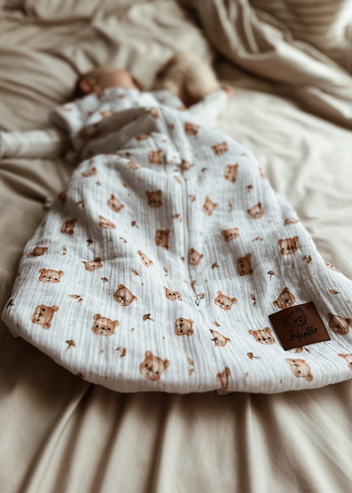 Śpiworek do spania muślinowy PREMIUM light TEDDY BEAR
