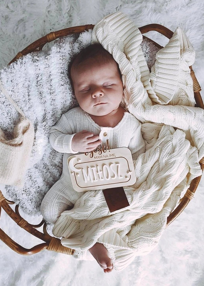 Kocyk dziany warkocz BAMBUSOWY 80x100