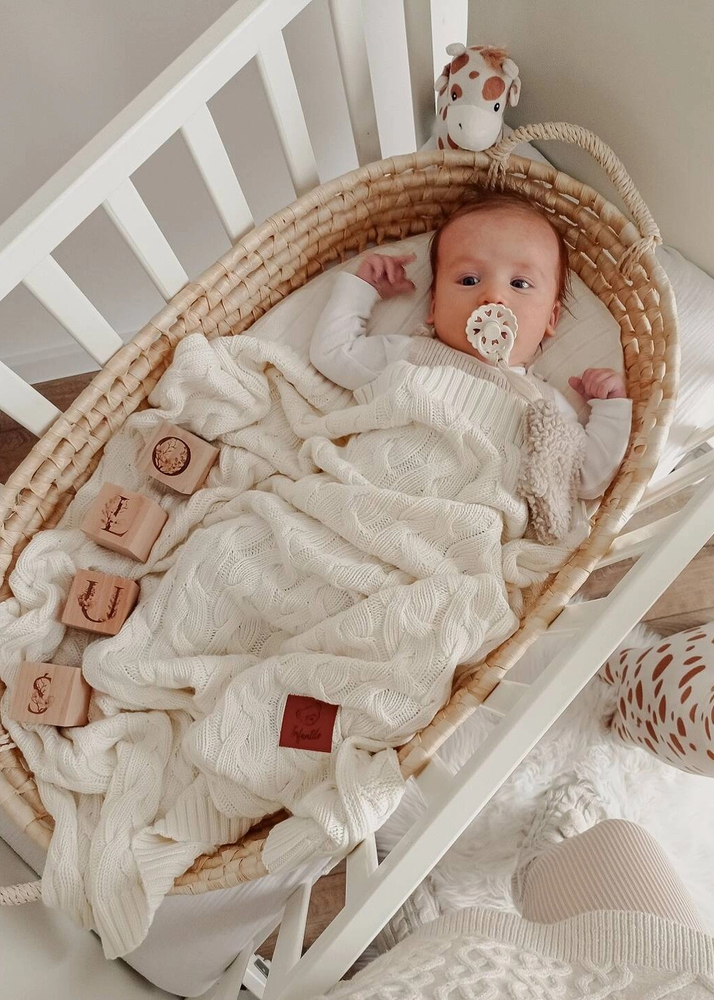 Kocyk dziany warkocz BAMBUSOWY 80x100