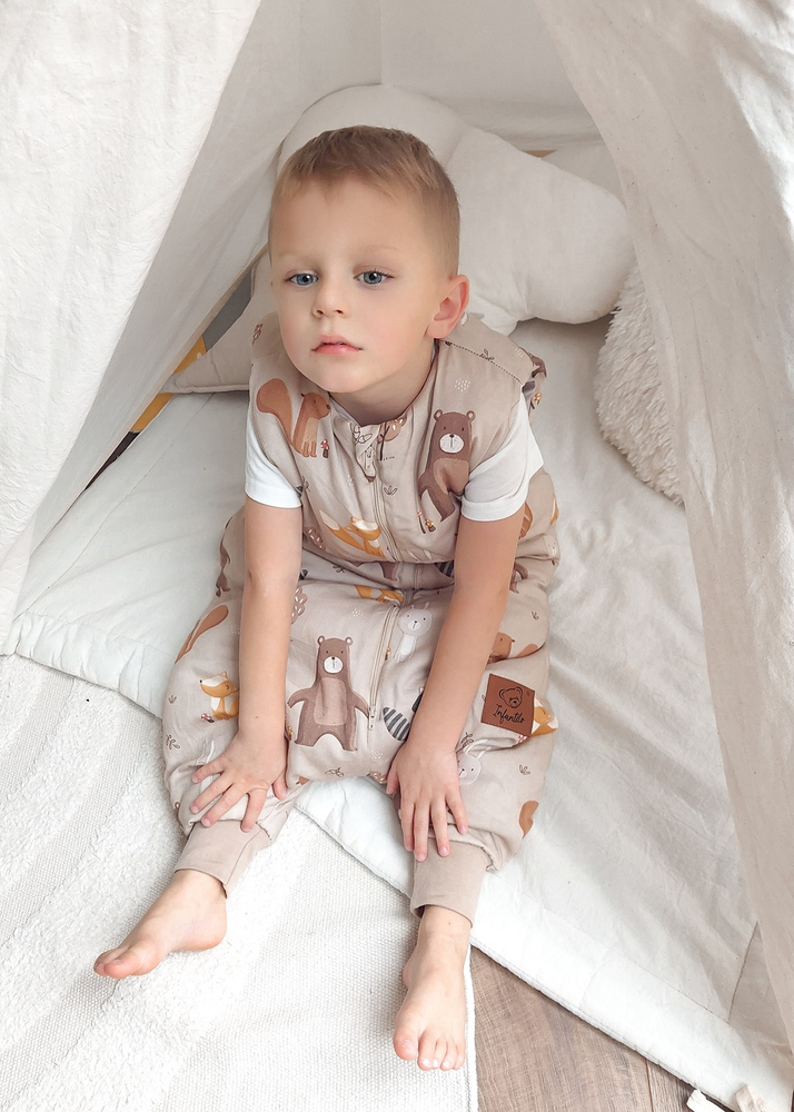 Śpiworek z nogawkami do spania KIDS z bawełny SATYNOWEJ 18-36m