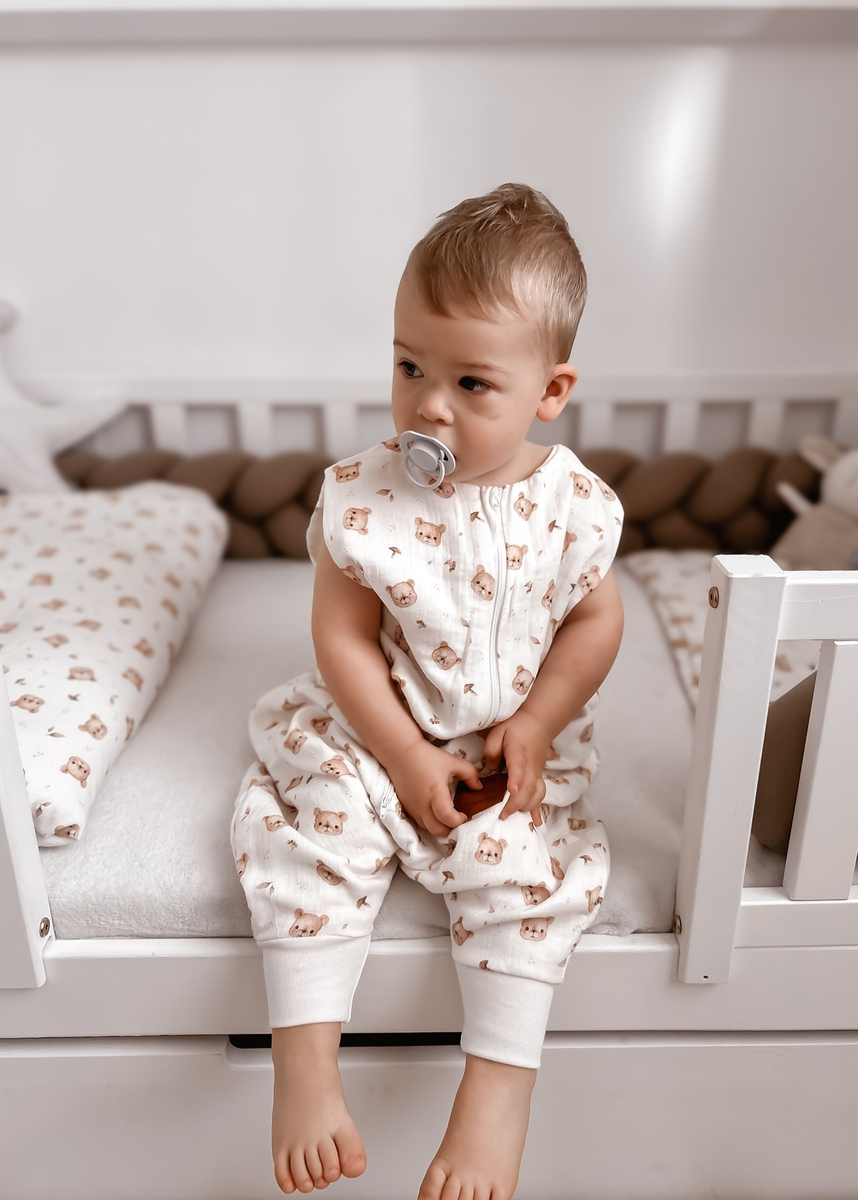 Śpiworek do spania muślinowy z nogawkami KIDS SOFT light TEDDY BEAR