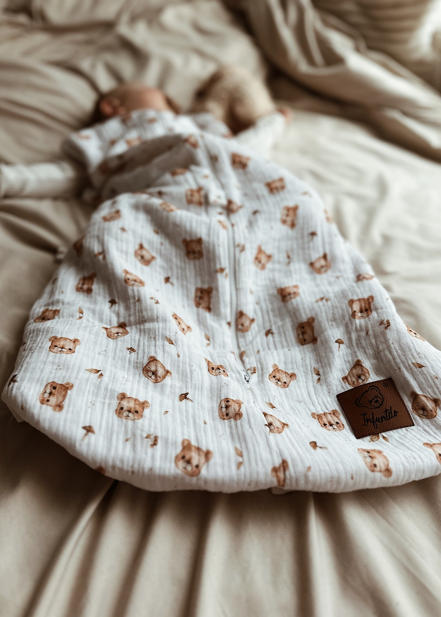 Śpiworek do spania muślinowy PREMIUM light TEDDY BEAR