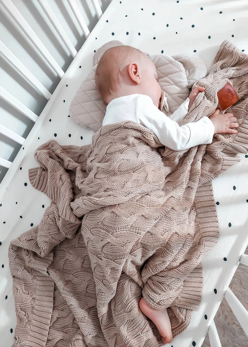 Kocyk dziany warkocz BAMBUSOWY 80x100