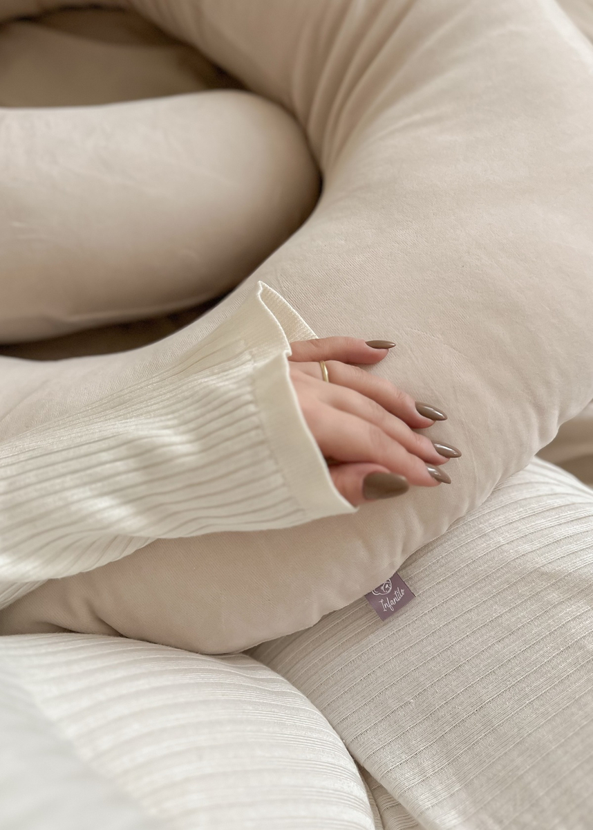 Poduszka ciążowa rogal typ "C" z WELURU bawełnianego