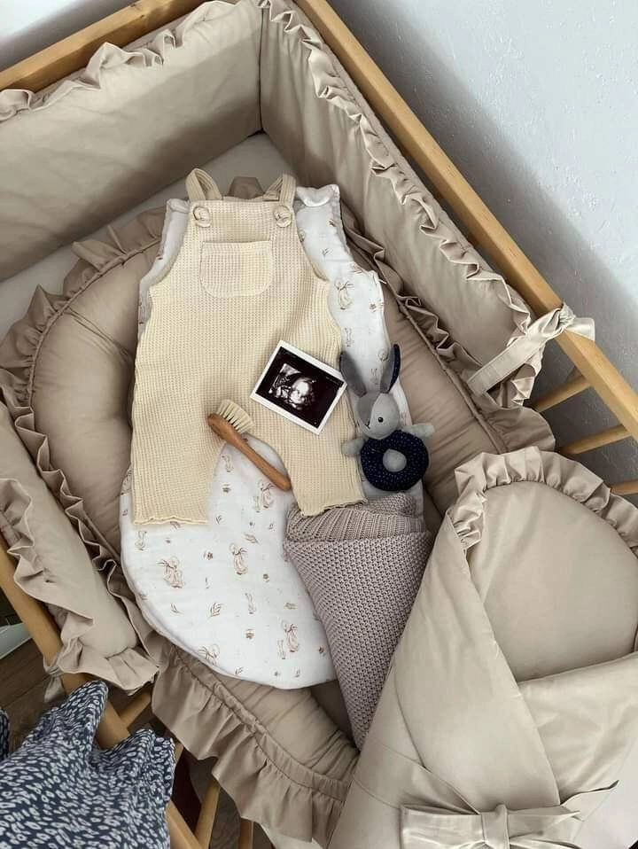 Ochraniacz do łóżeczka BAWEŁNIANY z falbanką