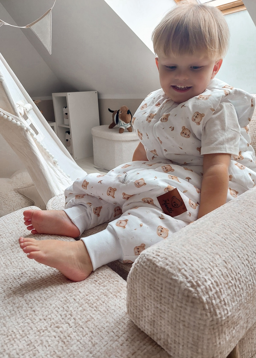 Śpiworek z nogawkami do spania KIDS z bawełny SATYNOWEJ 18-36m