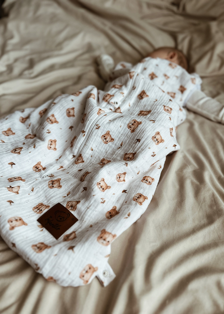Śpiworek do spania muślinowy PREMIUM light TEDDY BEAR