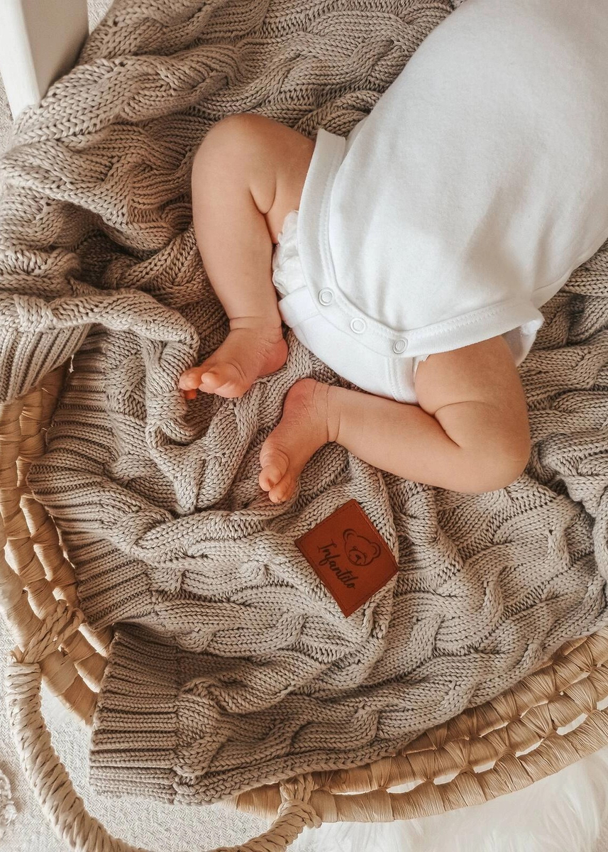 Kocyk dziany warkocz BAMBUSOWY 80x100