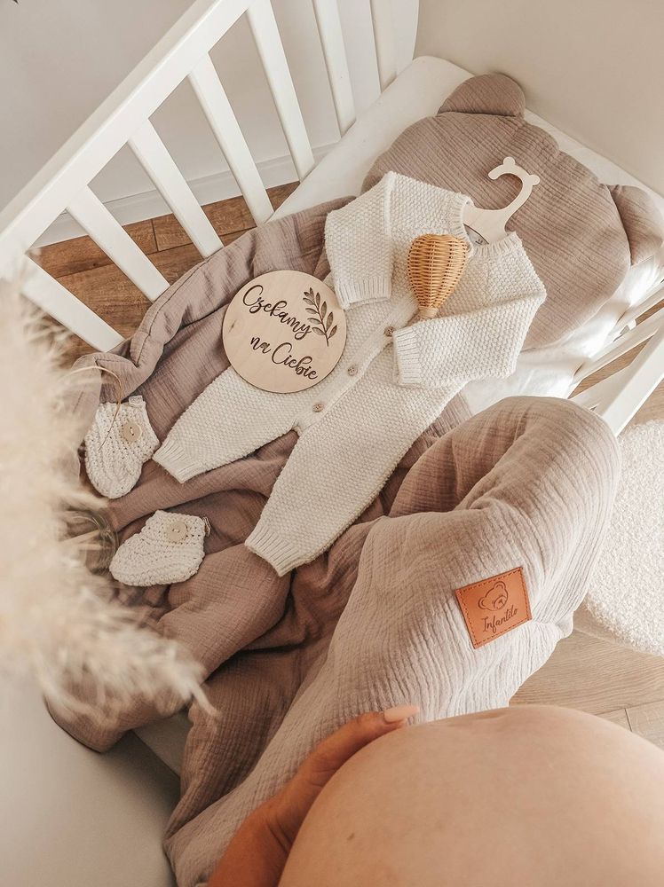 Komplet MUŚLINOWY + poduszka TEDDY